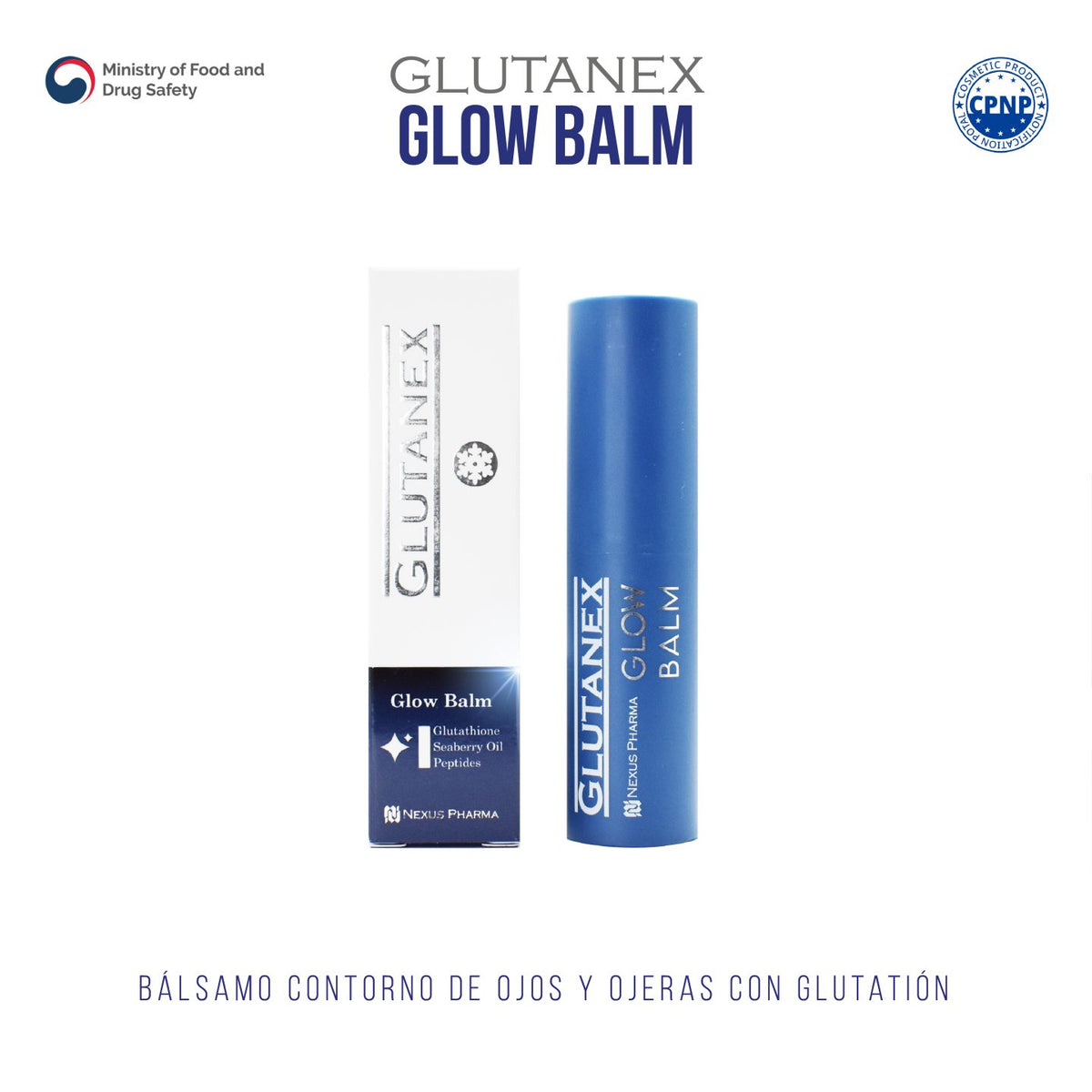 GLUTANEX™ GLOW BALM Bálsamo Iluminador, Reparador y Antioxidante Contorno de Ojos y Labios con Glutatión, PDRN de Salmón y Péptidos (9gr.)