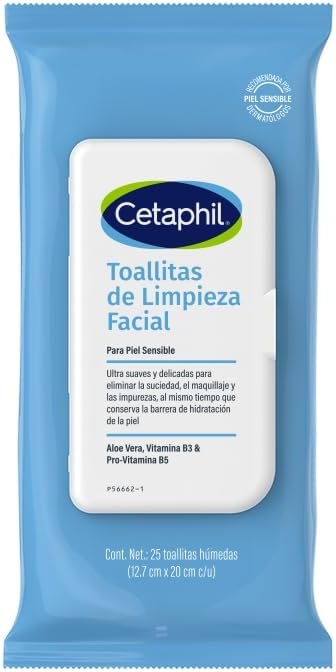 Cetaphil Toallitas de Limpieza Facial 25 piezas (12.7cm X 20cm)