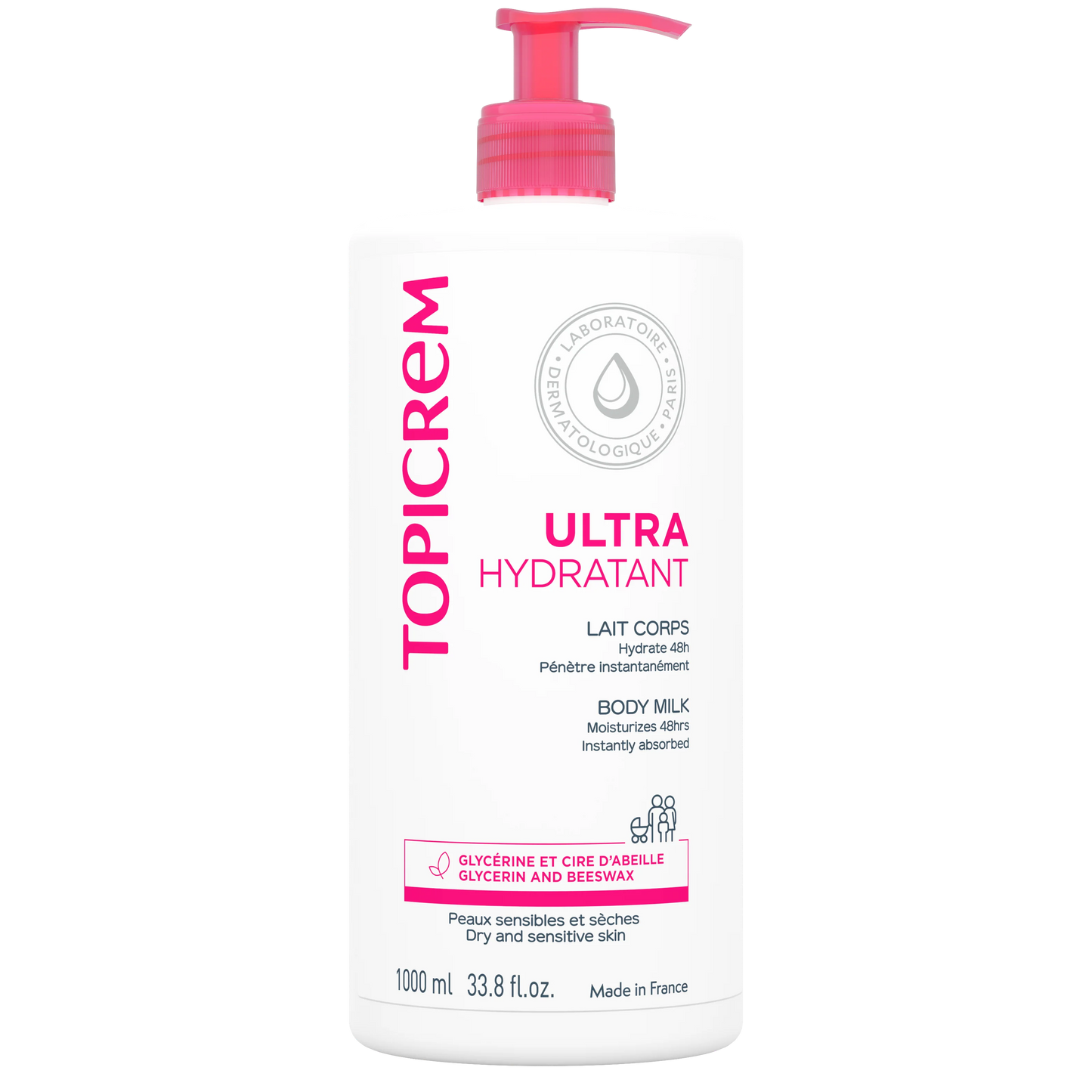 Topicrem - Crema para la Piel Sensible Leche Corporal ultra-hidratante - 1000 ml