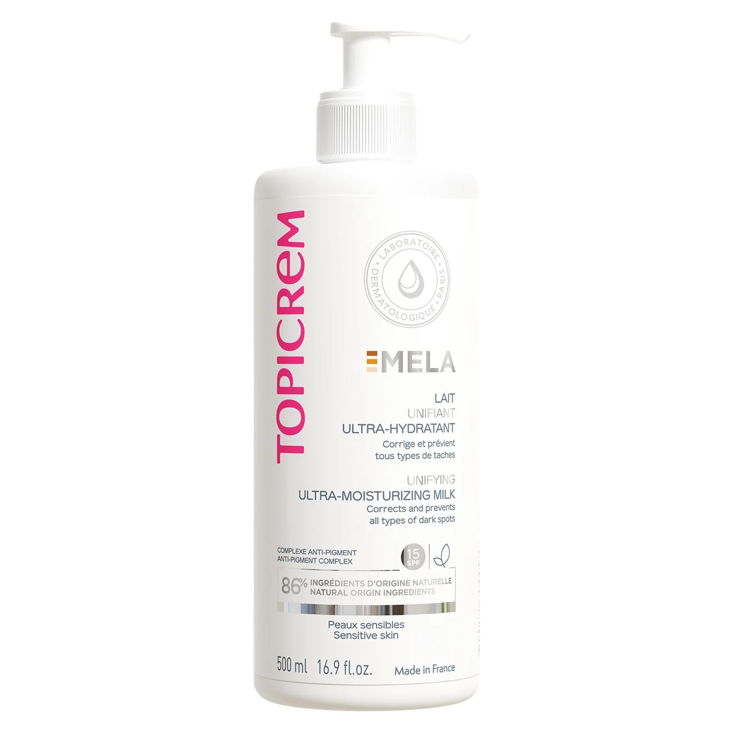 Topicrem - Crema para la Piel Sensible Leche Aclarante Ultra-Hidratante - 500 ml